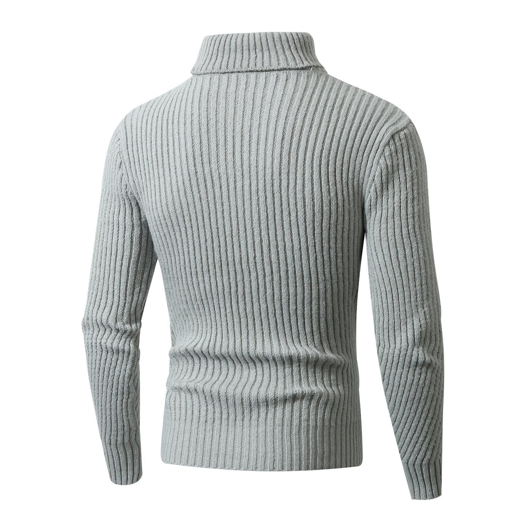 Herren Grobstrickpullover mit Stehkragen und dekorativem Strukturmuster Echoarchiv