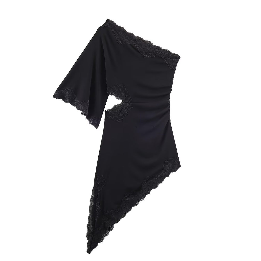 Damen asymmetrisches Spitzenoberteil mit eleganten Rüschendetails Echo Archiv