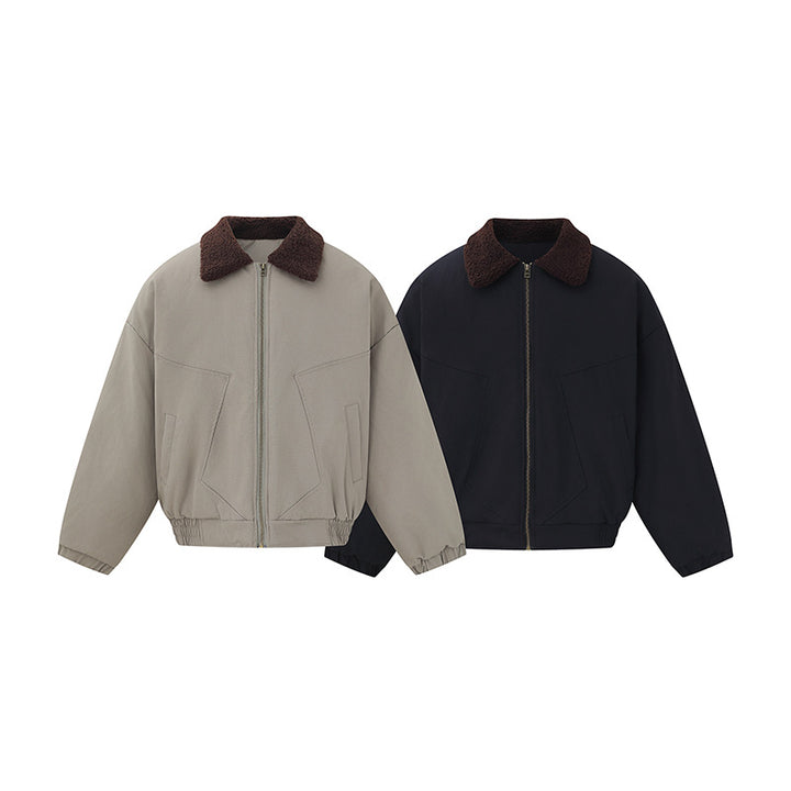 Unisex Boxy Blousonjacke mit Teddykragen und elastischem Saum Echoarchiv