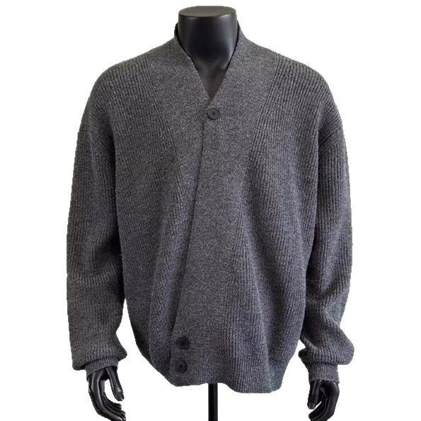 Herren Grobstrick-Cardigan im Oversize-Schnitt mit Schalkragen und asymmetrischer 3-Knopfleiste – Terenzo