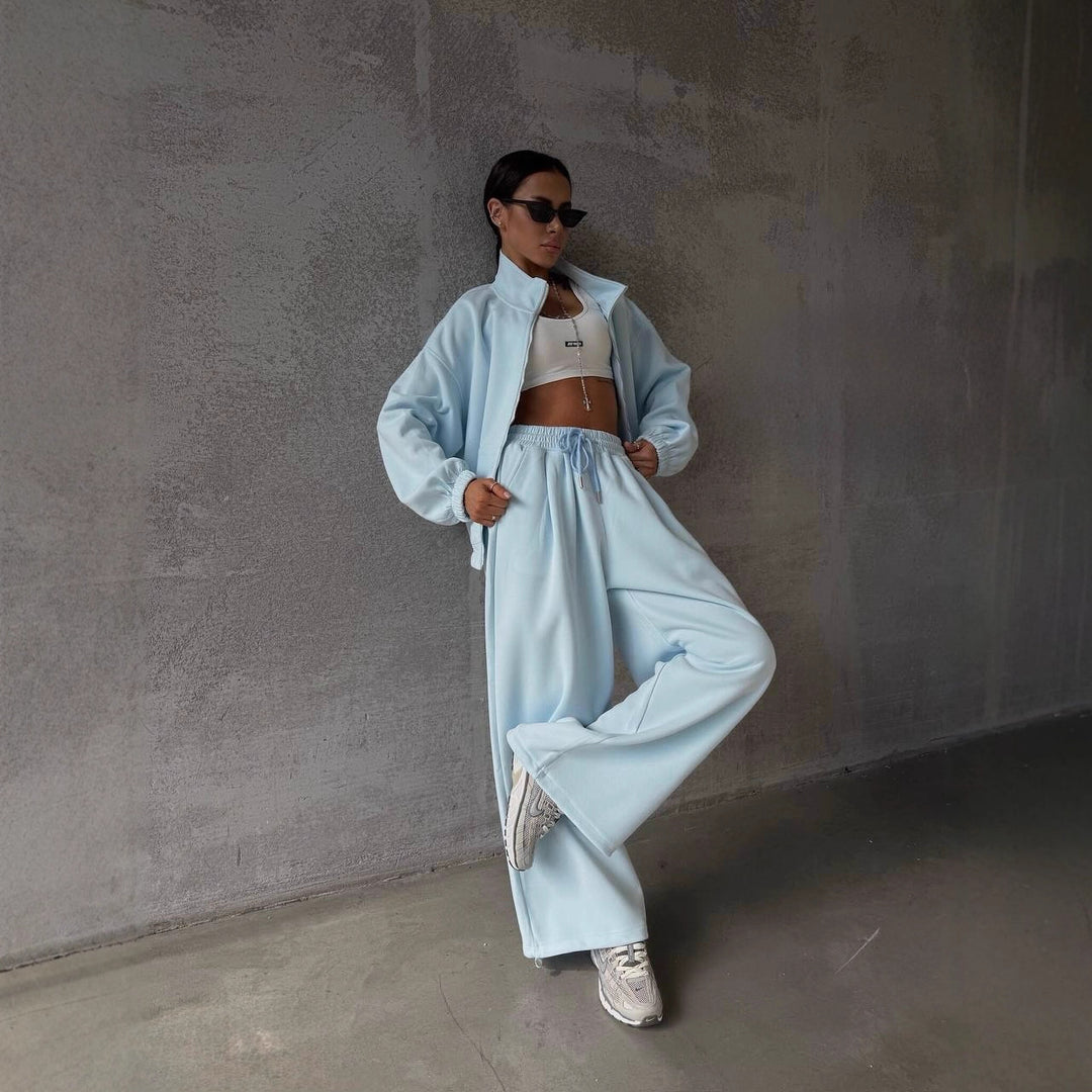 Damen oversized Sweatset mit Reißverschlussjacke und weiten Jogginghose – Avérine