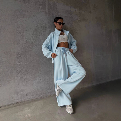 Damen oversized Sweatset mit Reißverschlussjacke und weiten Jogginghose – Avérine