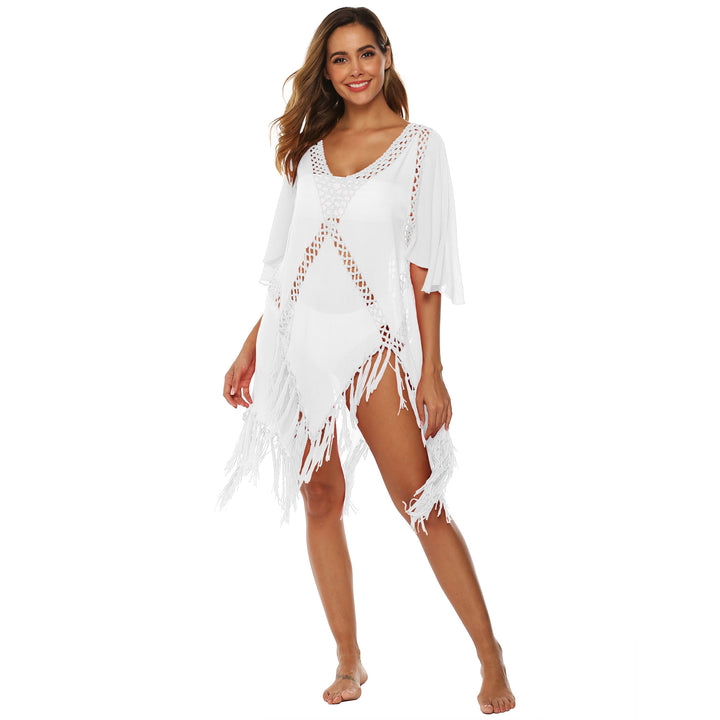 Damen eleganter Häkel-Strandüberwurf mit Fransen Echo Archiv