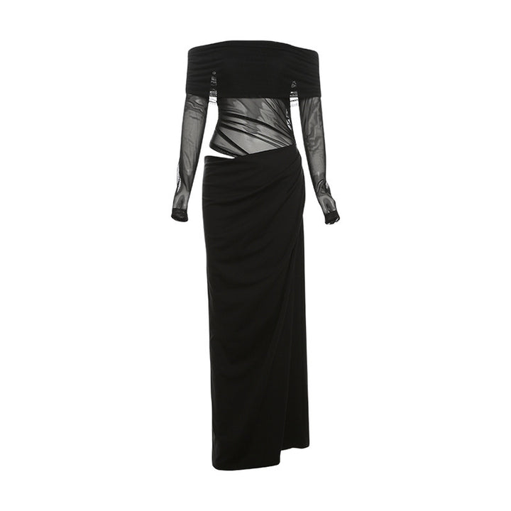 Damen Off-Shoulder Maxikleid mit figurbetonendem Design und Raffung Echo Archiv