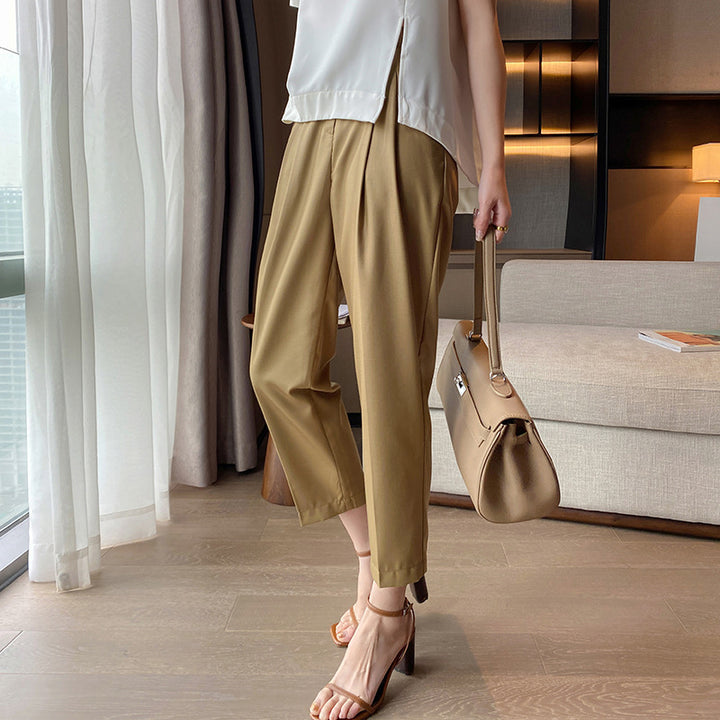 Damen Elegante Hochtaillierte Stoffhose Echoarchiv