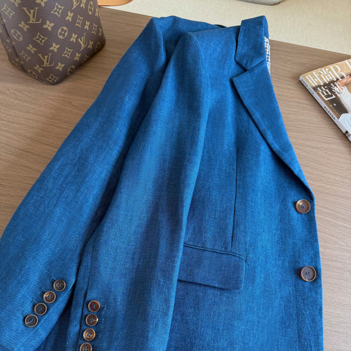 Damen Eleganter Blazer aus hochwertigem Leinen Echoarchiv