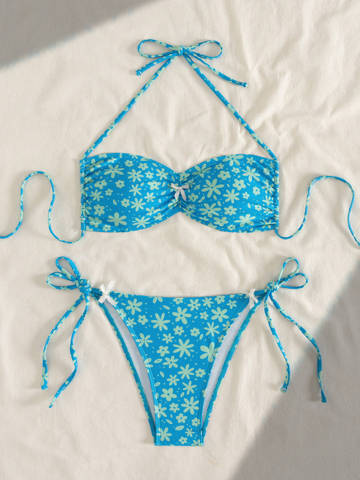 Damen Bandeau-Bikini mit floralen Akzenten Echo Archiv