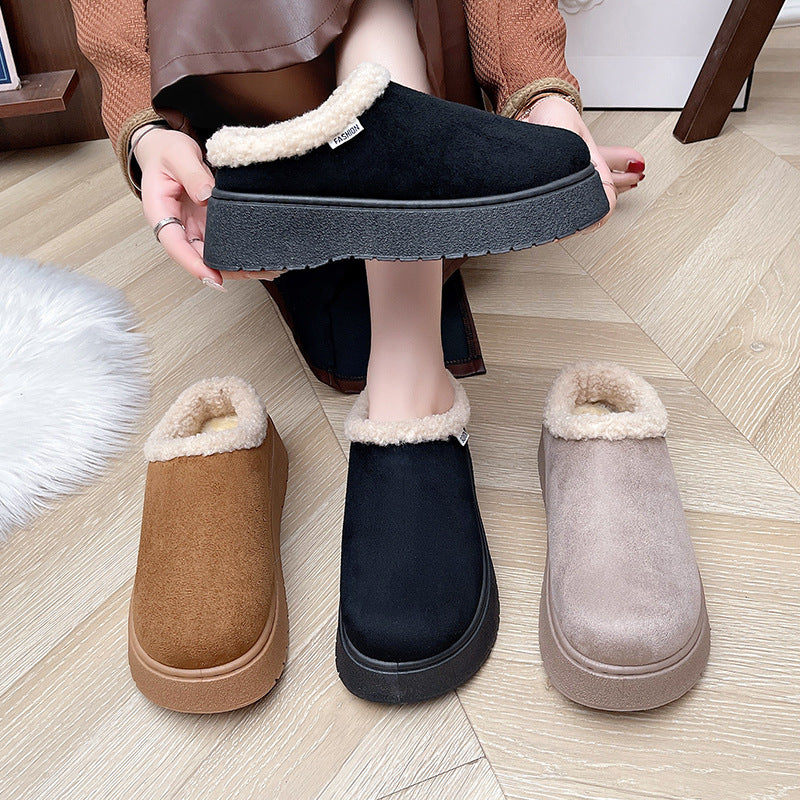 Damen Kuschelige Slipper‑Pantoffeln mit hohem Plateau und Teddyinnenfutter Echo Archiv