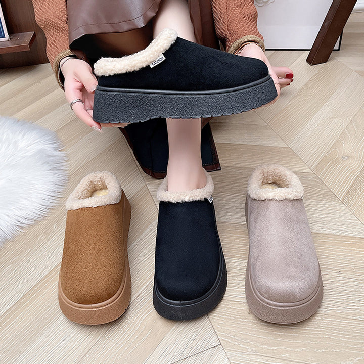 Damen Kuschelige Slipper‑Pantoffeln mit hohem Plateau und Teddyinnenfutter Echo Archiv