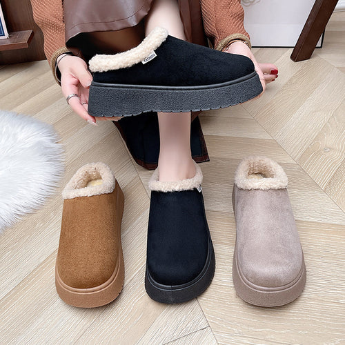 Damen Kuschelige Slipper‑Pantoffeln mit hohem Plateau und Teddyinnenfutter Echo Archiv