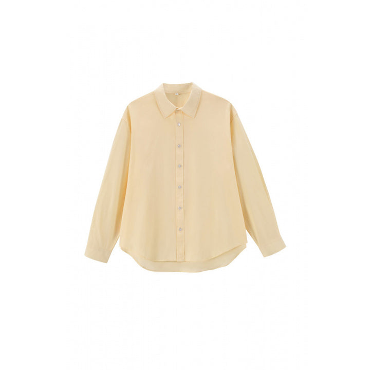 Damen Lockeres Oversize-Blusenhemd mit Kentkragen, durchgehender Knopfleiste und abgerundetem Saum Echo Archiv