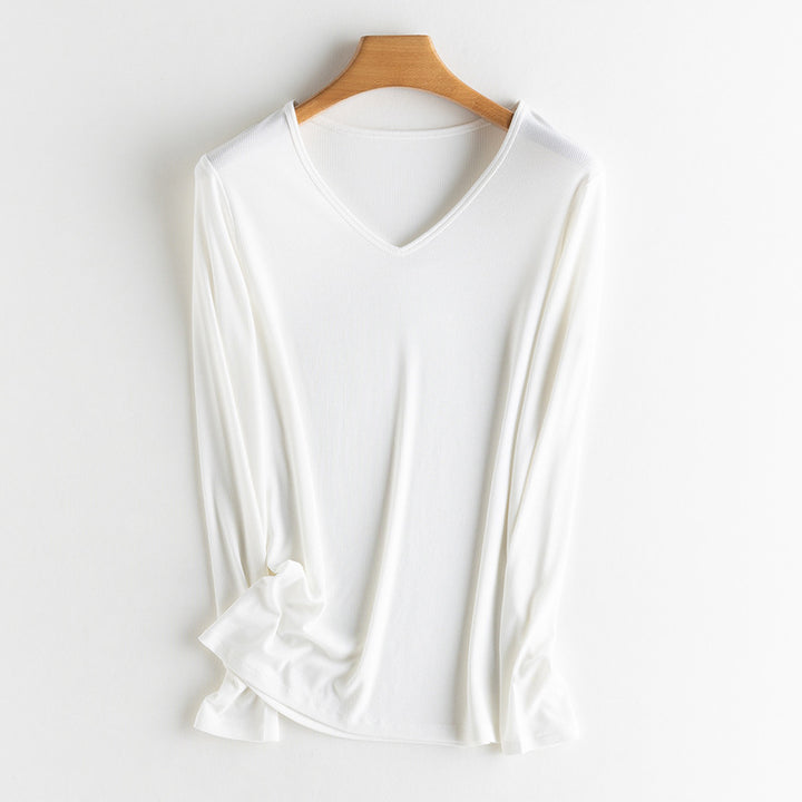 Damen Langarm-Feinrippshirt aus weichem Modal-Baumwollmix mit Rundhalsausschnitt Echo Archiv