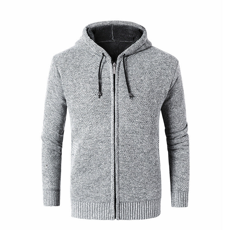 Herren moderne Strickjacke mit Kapuze und weichem Innenfutter Echoarchiv