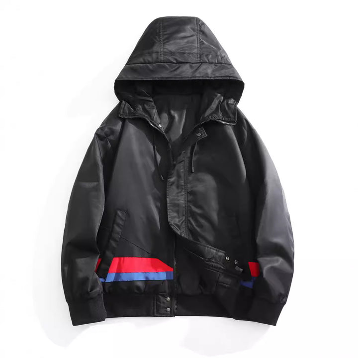 Herren Kapuzen-Bomberjacke im urbanen Retro‑Look mit Kontraststreifen, windabweisender Außenlage und Rippbündchen Echo Archiv