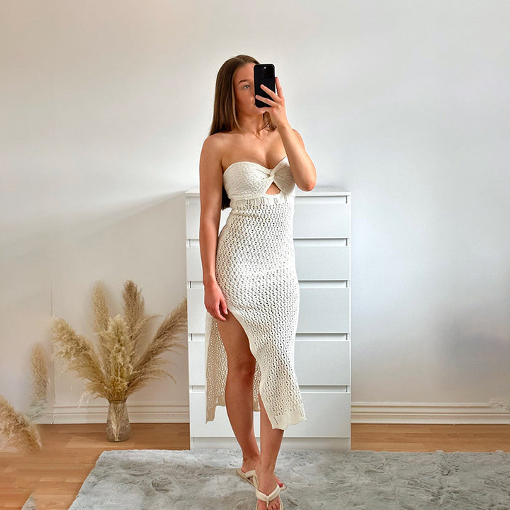 Damen gehäkeltes Maxikleid mit offener Rückenpartie Echo Archiv
