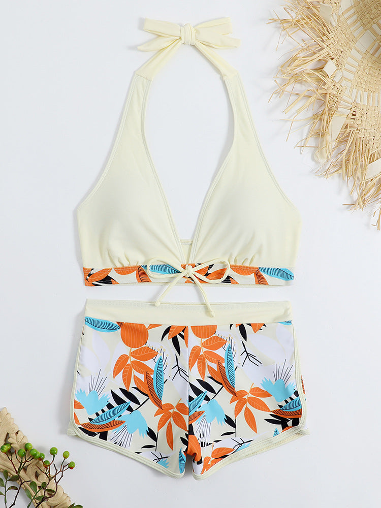 Damen Sportliches Bikini-Set mit verstellbarem Haltertop und Shorts Echo Archiv