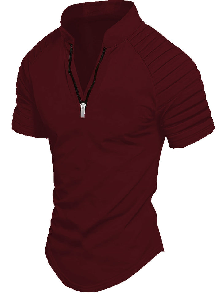 Herren modisches Kurzarm-Polo mit Reißverschluss Echoarchiv