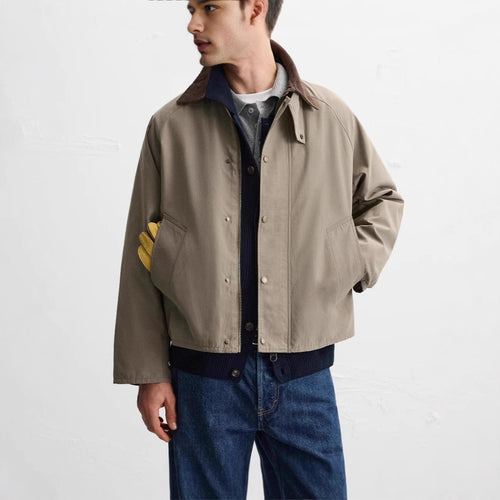 Herren Kurzblouson mit Cordkragen, Reißverschluss und Raglanärmeln Echo Archiv