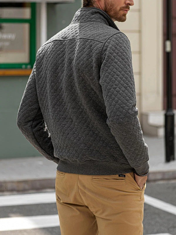 Herren sportlicher Fleece-Pullover mit praktischem Reißverschluss und Knopfleiste Echoarchiv