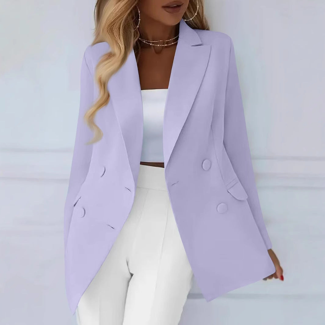 Damen Elegant taillierter Longblazer mit stoffbezogenen Knöpfen – Valéne