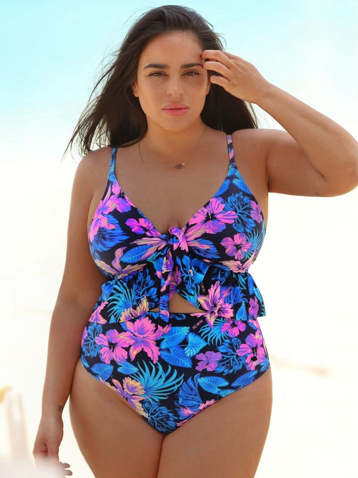 Damen Crop-Bikini-Oberteil mit dekorativem Knoten Echo Archiv