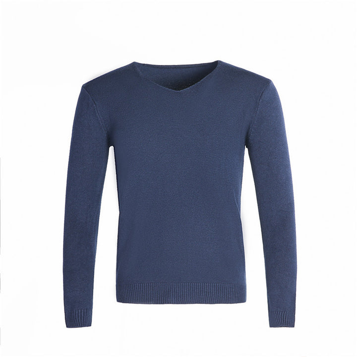 Herren nan feiner V-Ausschnitt-Pullover aus Baumwoll-Merino-Mix mit schmaler Silhouette Echo Archiv