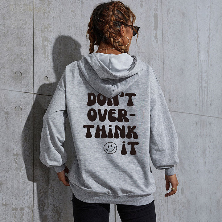 Damen Kapuzenpullover mit Statement-Backprint, Oversize‑Schnitt und gerippten Bündchen Echoarchiv