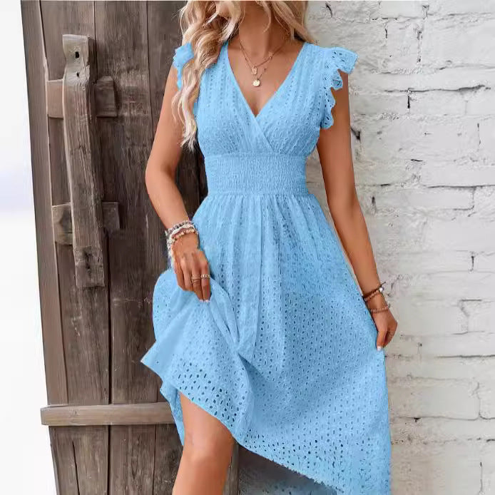 Damen Sommerkleid mit eleganten Spitzenärmeln Echoarchiv