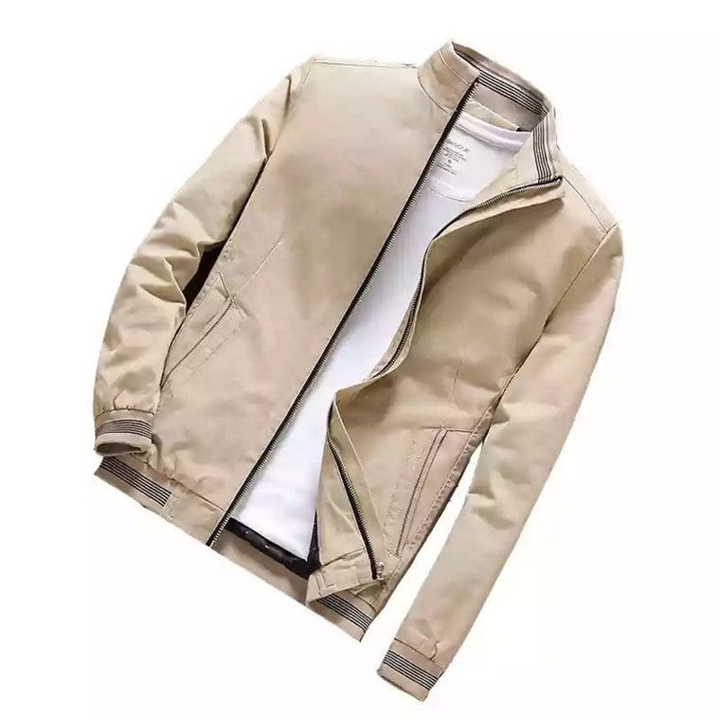 Herren nan sportlich-urbane Harrington-Jacke mit gestreiftem Stehkragen und verdeckter Druckknopfleiste Echo Archiv