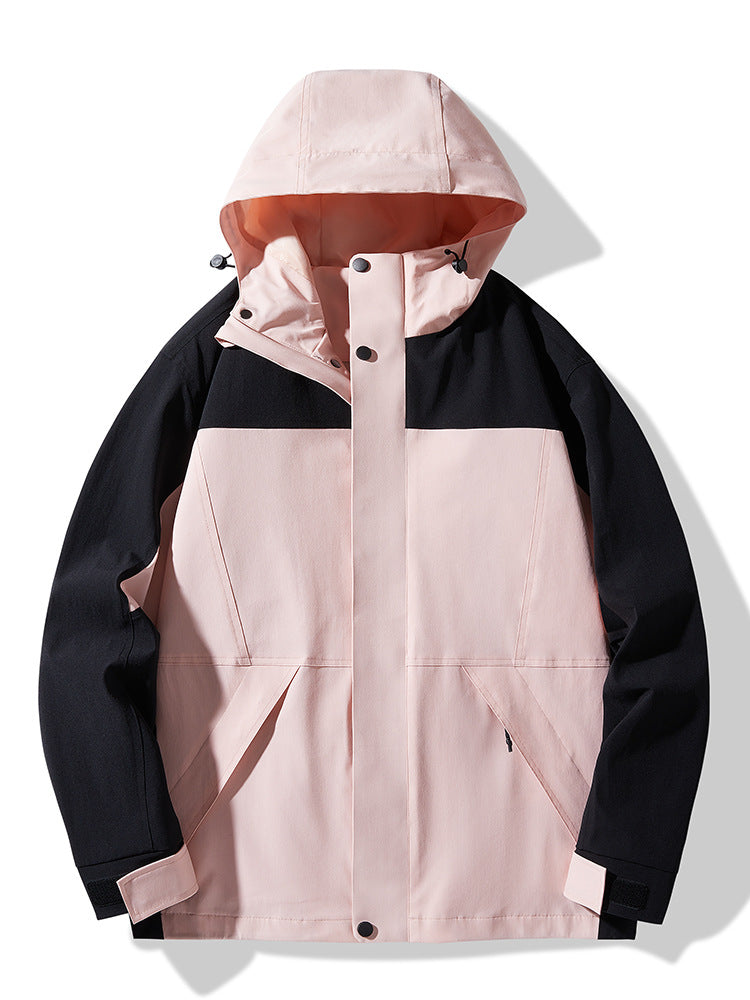 Herren Technische Colorblock Softshell‑Regenjacke mit verstellbarer Kapuze Echo Archiv