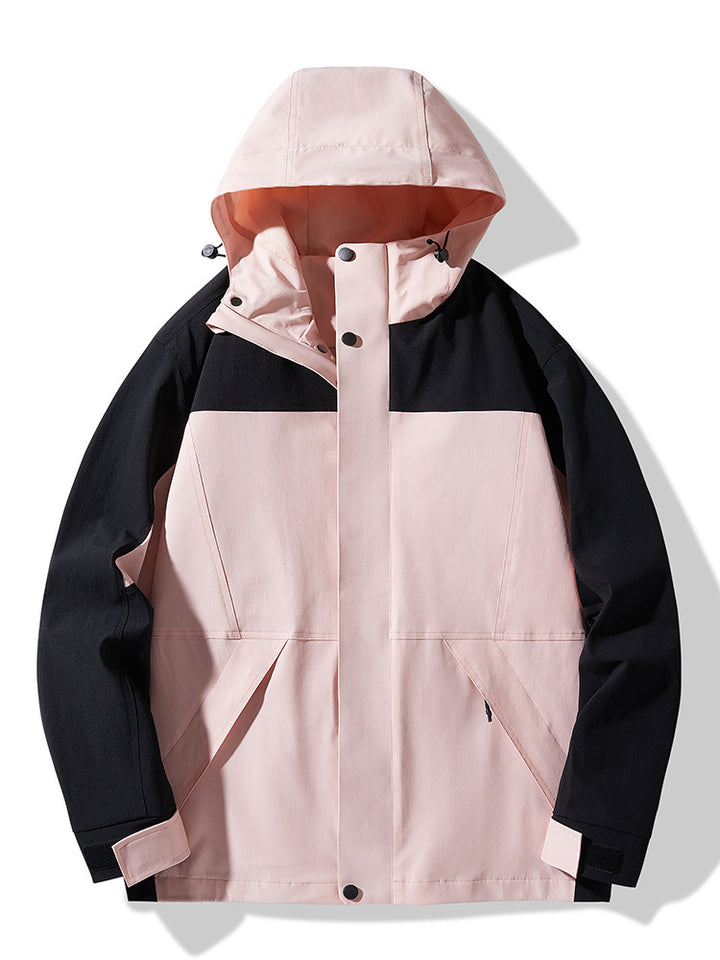 Herren Technische Colorblock Softshell‑Regenjacke mit verstellbarer Kapuze Echo Archiv