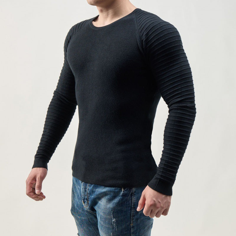 Herren Langärmliges T-Shirt mit modernen Rippstrukturen und körperbetonter Passform Echoarchiv