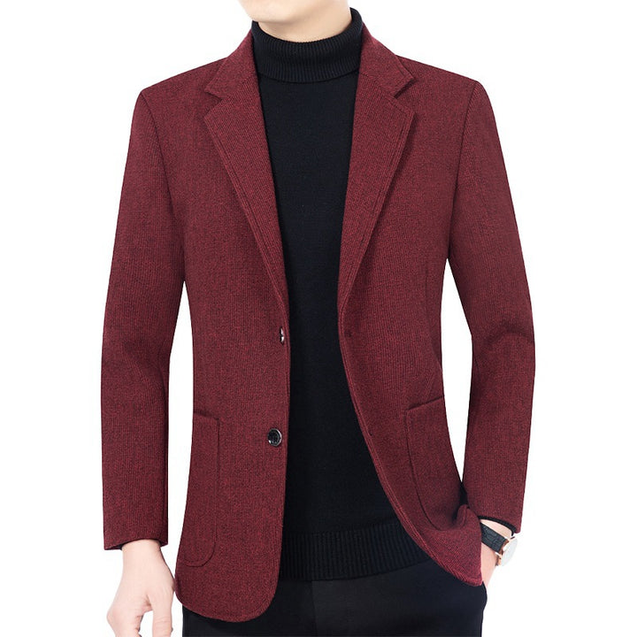 Herren Strukturierter Strickblazer mit Reverskragen und aufgesetzten Taschen – Tianoro