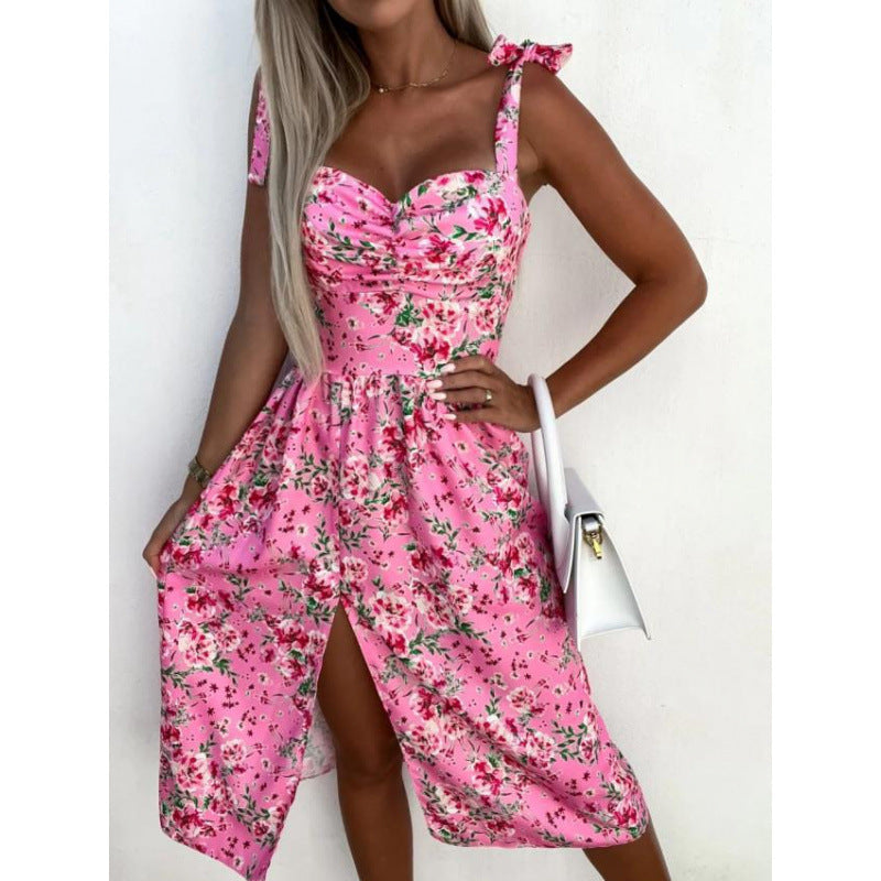 Damen Sommerkleid mit floralem Design und verspielt gebundenen Trägern Echo Archiv