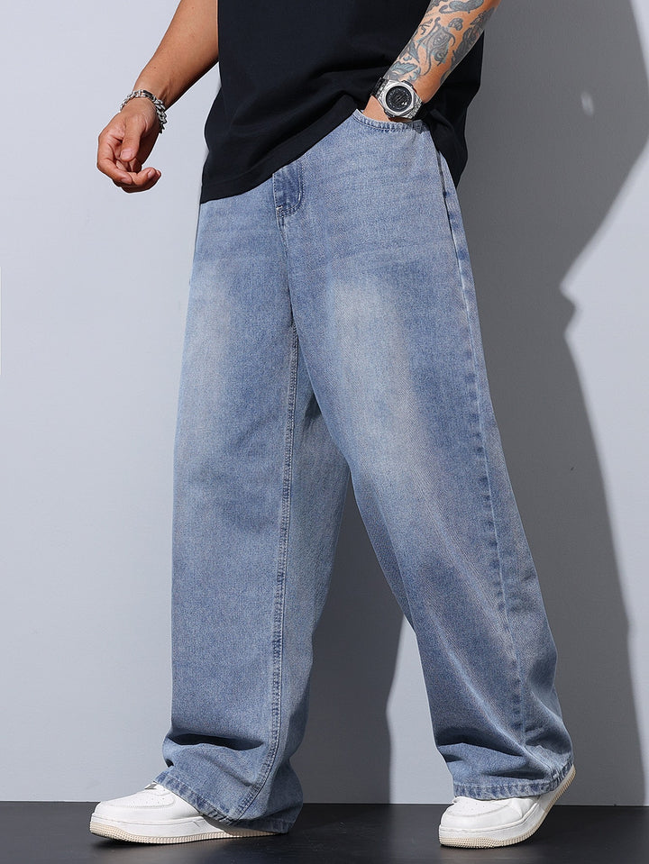 Herren Weite Baggy-Jeans aus leichtem Denim mit tiefer Schrittführung Echoarchiv