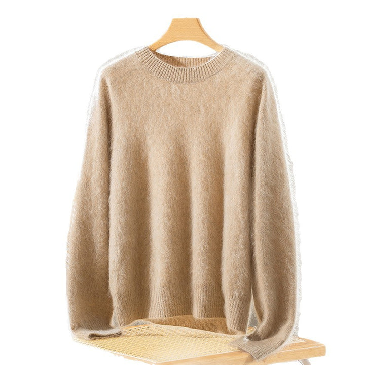 Damen Flauschiger Angora-Mix Rundhalspullover Echoarchiv