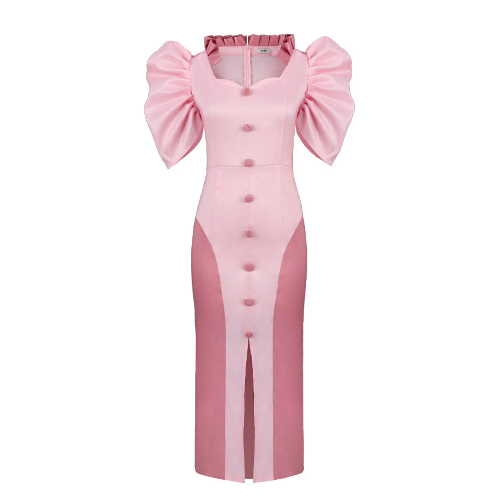 Damen Cocktailkleid mit voluminösen Puffärmeln und elegantem Schlitz Echo Archiv