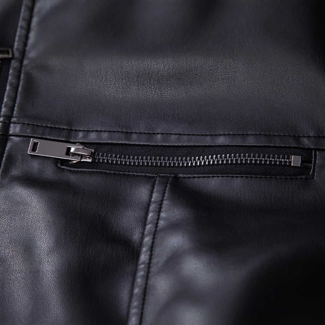 Herren Modische Lederjacke mit Schulterpolster Echo Archiv