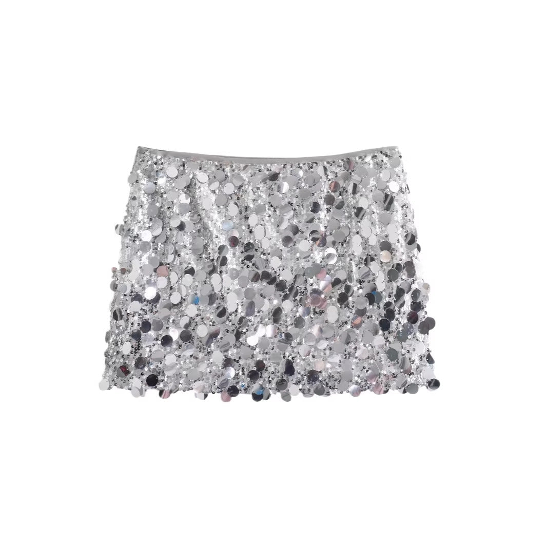 Damen Glitzernder Minirock mit Pailletten und elastischem Bund Echo Archiv