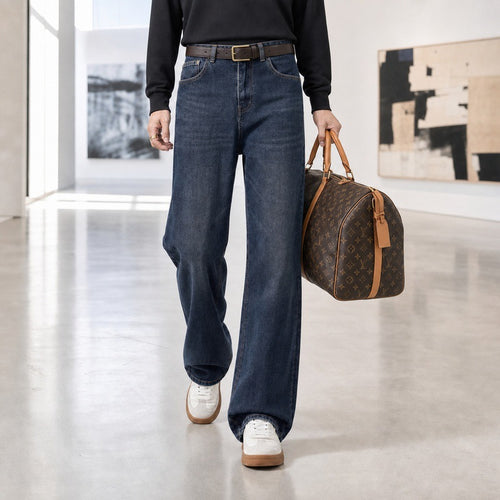 Herren Weitgeschnittene Denimjeans mit mittlerer Leibhöhe und Used-Optik Echoarchiv