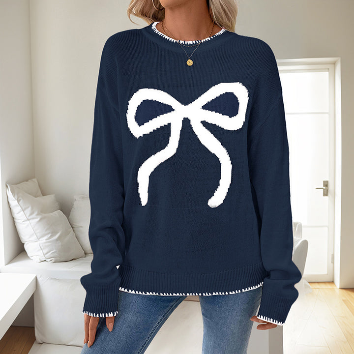 Damen Weihnachtlicher Strickpullover mit Schleifenmotiv Echo Archiv