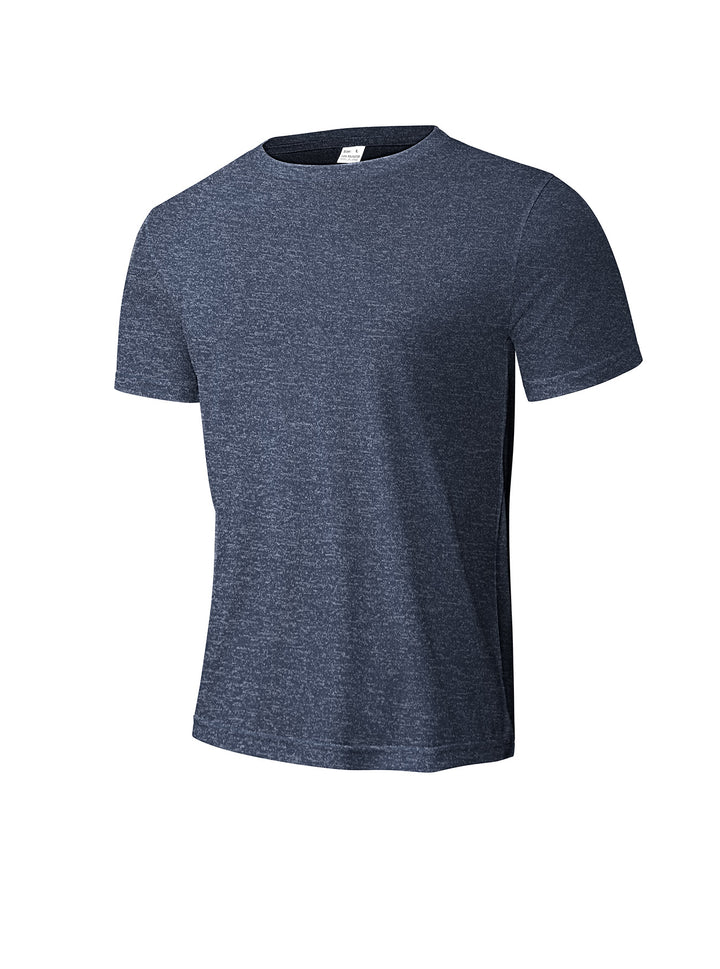 Herren nan meliertes Funktions-T-Shirt mit Rundhalsausschnitt, leichter Baumwollmischung und atmungsaktiver Struktur Echo Archiv