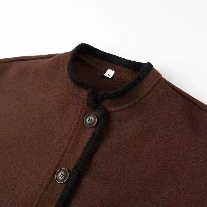 Damen nan kurz geschnittene Boxy-Jacke mit kleinem Stehkragen, kontrastpaspeln und Leistentaschen Echo Archiv