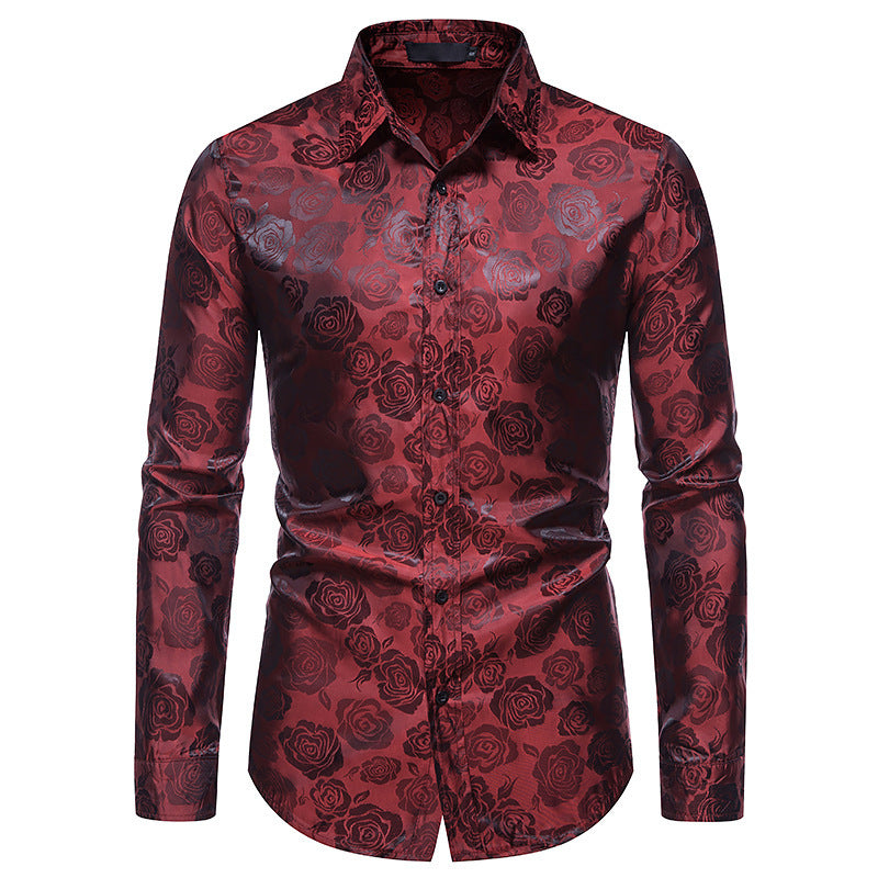 Herren Hemd mit floralen Prägungen und elegantem Glanz Echoarchiv