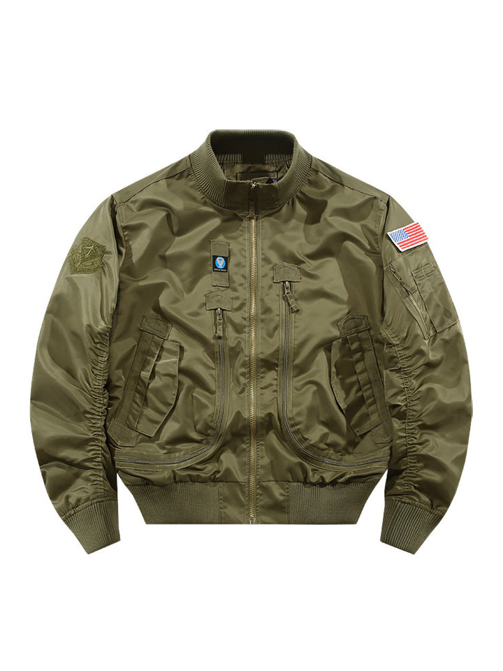 Herren Piloten-Bomberjacke mit Patchdetails und multifunktionalen Taschen Echo Archiv