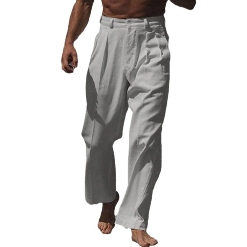 Herren elegante Leinenhose mit weitem Schnitt und hohem Tragekomfort Echoarchiv