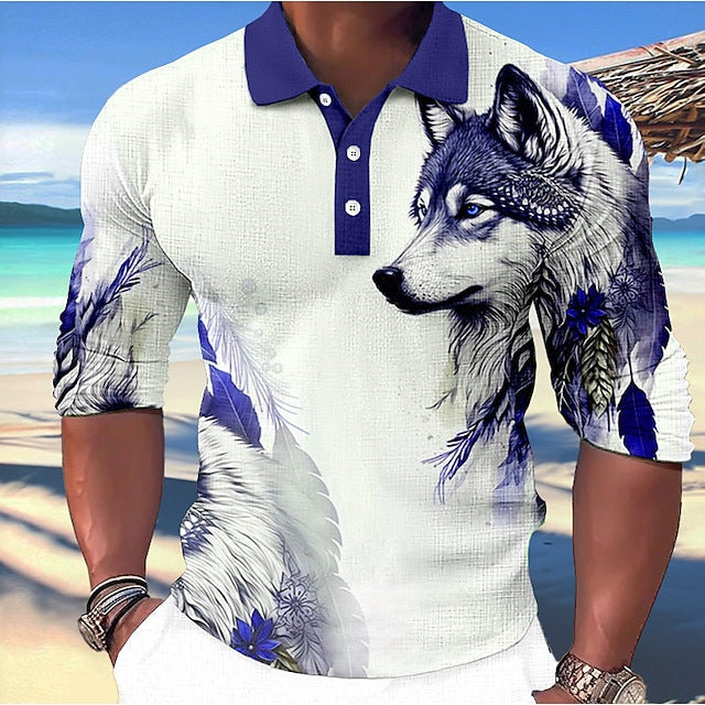 Herren Polo-Shirt mit einzigartigem Wolfsdesign Echoarchiv