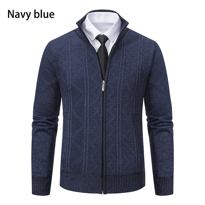 Herren modische Strickjacke mit hohem Kragen und Reißverschluss Echoarchiv