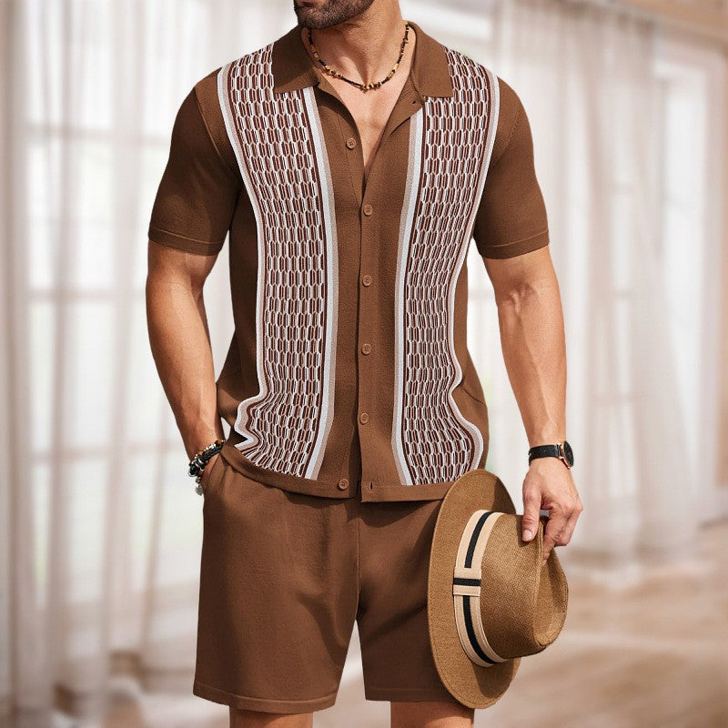 Herren Kurzarmhemd mit strukturiertem Design Echoarchiv