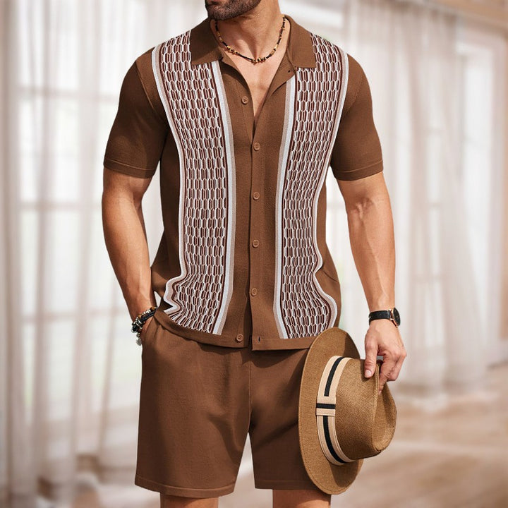 Herren Kurzarmhemd mit strukturiertem Design Echoarchiv